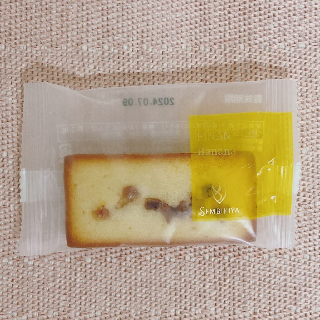 日本橋千疋屋総本店のフルーツフィナンシェバナナ パッケージ表