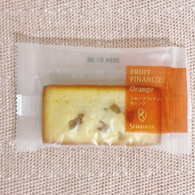日本橋千疋屋総本店のフルーツフィナンシェオレンジ パッケージ表