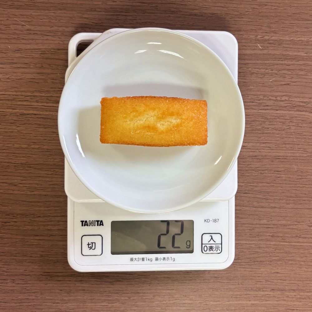 若生製菓のバニラージュ eco box miniのフィナンシェ重さ